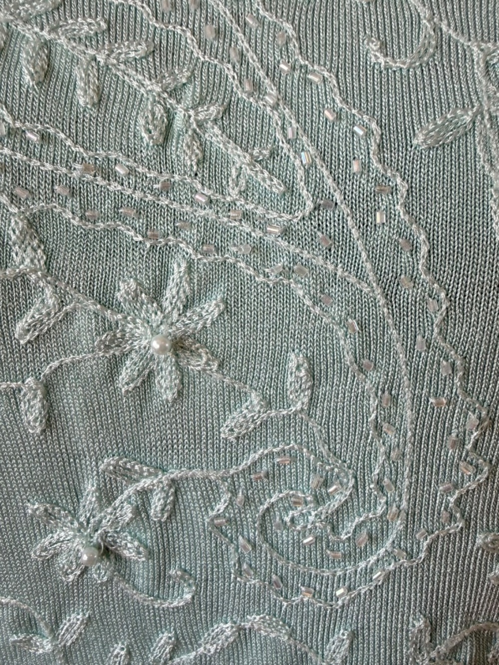 PASTEL MINT EMBROIDERED BEADED TANK – COQUETTE VINTAGE FAIRYCORE TOP - Picture 7 of 8